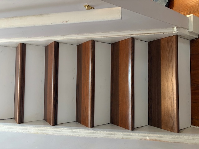 Close up view of newly installed luxury vinyl plank LVP flooring on staircase steps